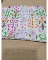 Pashmina Himalayan en Cachemire motif Empire Vert orange rose fond blanc