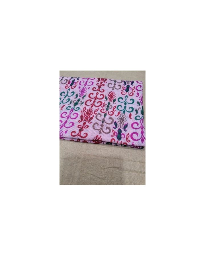 Pashmina Himalayan en Cachemire motif Empire Rose vert rouge fond rose