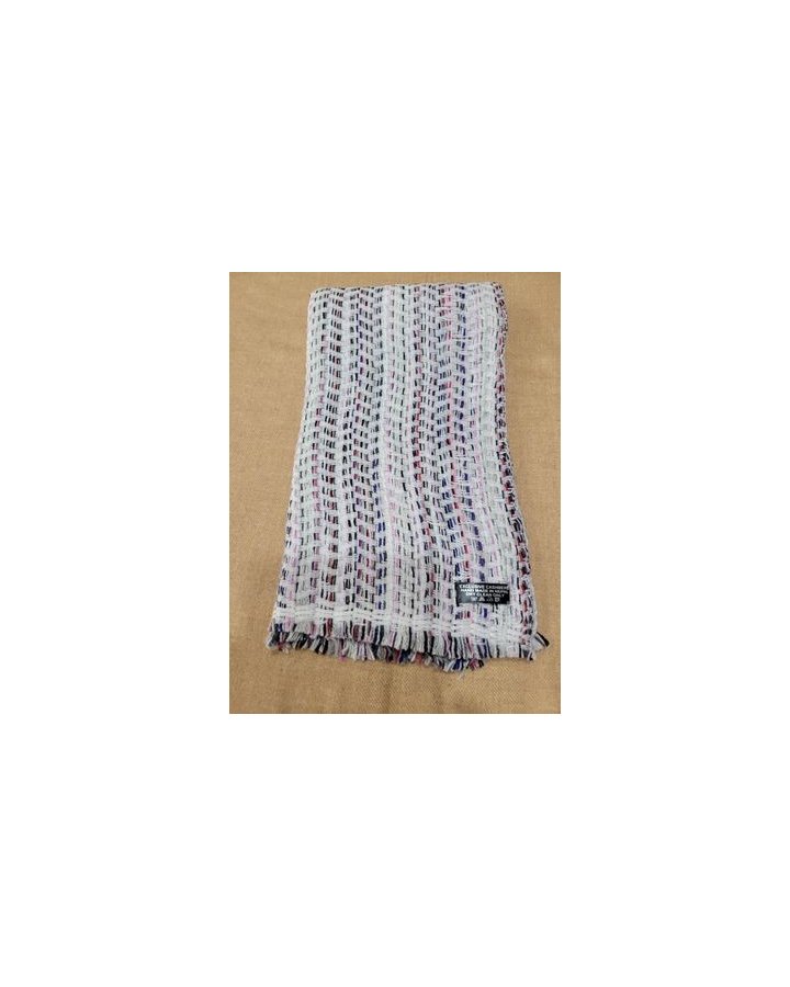Pashmina Croisés en Cachemire Blanc Tramé