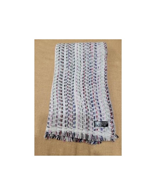 Pashmina Croisés en Cachemire Blanc Tramé