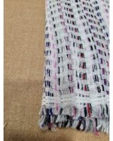 Pashmina Croisés en Cachemire Blanc Tramé