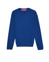 Pull col rond en cachemire bleu surf pour femme