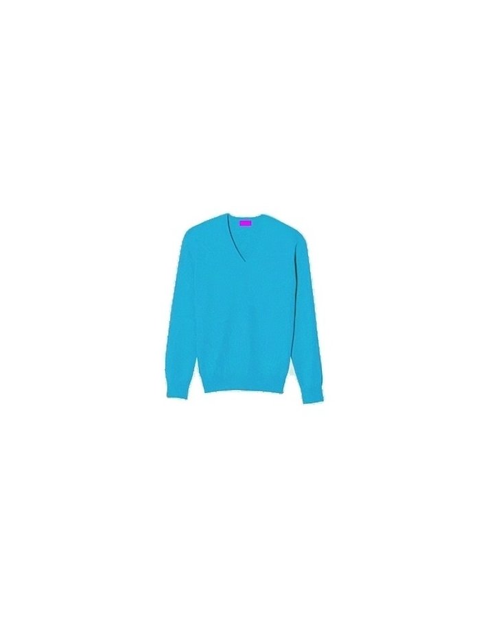 Pull col V en cachemire Homme Bleu curacao