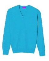 Pull col V en cachemire Homme Bleu curacao