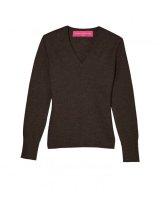 Pull col en V en cachemire Chocolat chiné pour femme