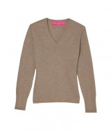 Pull col en V en cachemire café pour femme