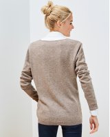 Pull col en V en cachemire café pour femme