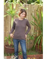 Pull col rond café manches longues