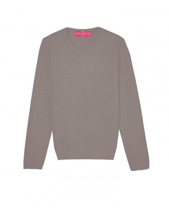 Pull col rond café manches longues