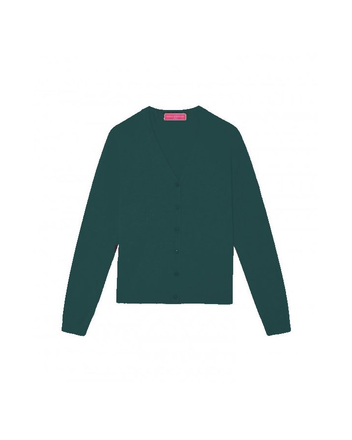 Gilet col en V en cachemire vert bouteille pour Femme