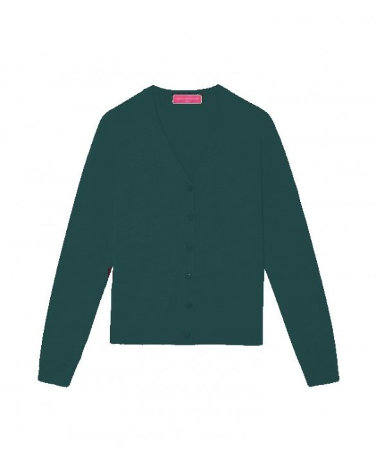 Gilet col en V en cachemire vert bouteille pour Femme