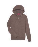 Gilet zip capuche Café en cachemire