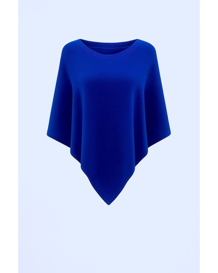 Poncho Bleu Electrique en cachemire