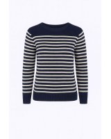 Pull marinière en cachemire Marine rayé blanc