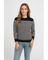 Pull marinière en cachemire Marine rayé blanc