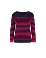 Pull marinière en cachemire Marine rayé fuchsia