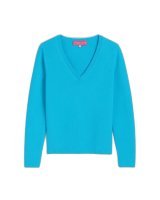 Pull col en V cachemire Bleu Curaçao