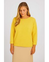 Pull en cachemire col bateau oversize Jaune chiné