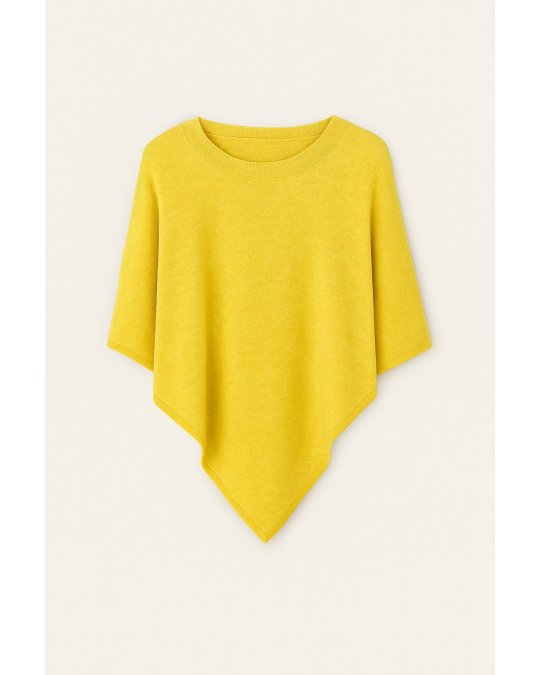 Poncho jaune chiné en cachemire