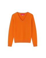Pull col en V en cachemire Sunset orange pour femme