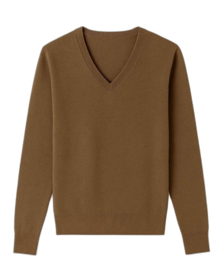 Pull col V en cachemire Café pour homme