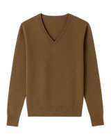 Pull col V en cachemire Café pour homme