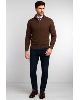 Pull camionneur en cachemire Chocolat chiné pour homme
