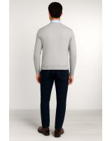 Pull col V en cachemire Gris clair pour homme