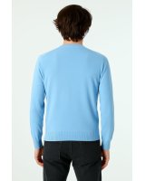 Pull col V en cachemire Bleu sky pour homme