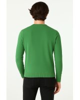 Pull col V en cachemire Vert campagne pour homme