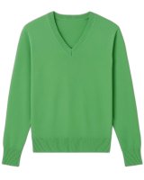Pull col V en cachemire Vert campagne pour homme