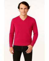 Pull col rond en cachemire fuchsia pour homme