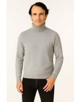 Pull col roulé en cachemire Homme gris clair