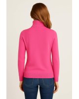 Pull col roulé framboise en cachemire pour femme