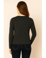Pull tunisien en cachemire gris anthracite