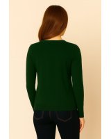 Pull col en V en cachemire vert bouteille pour femme