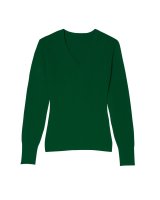 Pull col en V en cachemire vert bouteille pour femme