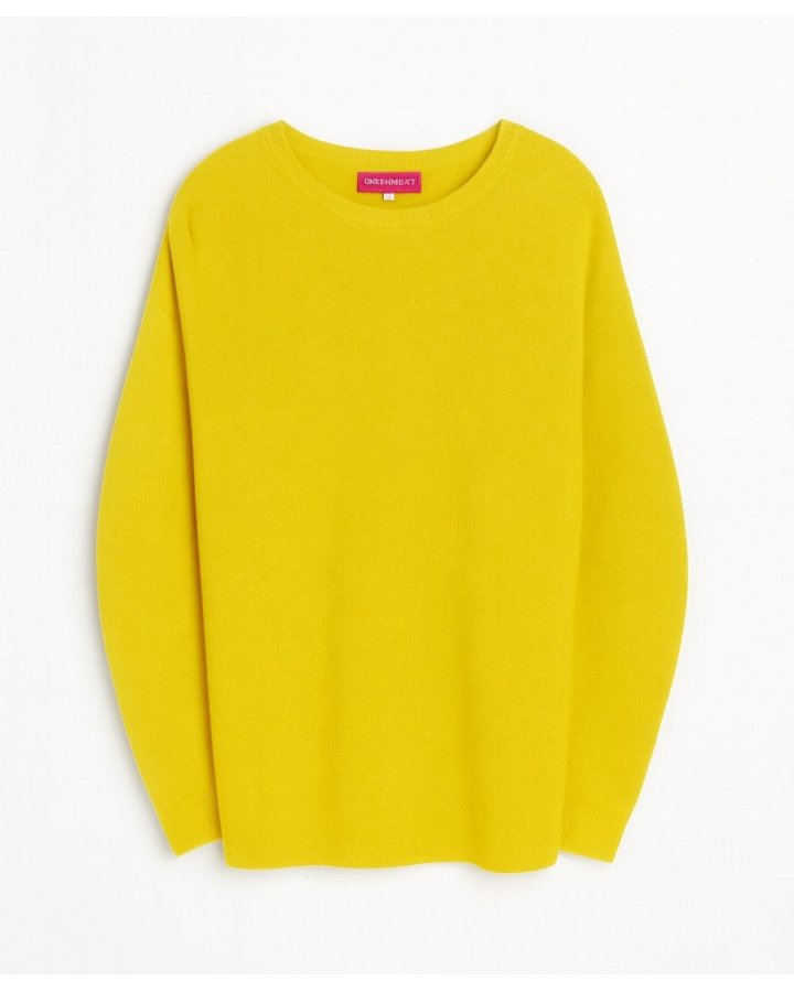 Pull en cachemire col bateau oversize Jaune chiné