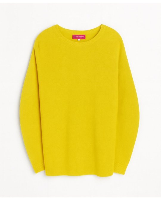 Pull en cachemire col bateau oversize Jaune chiné