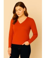 Pull col en V en cachemire Inferno pour femme