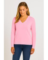 Pull col en V en cachemire Rose pâle pour femme