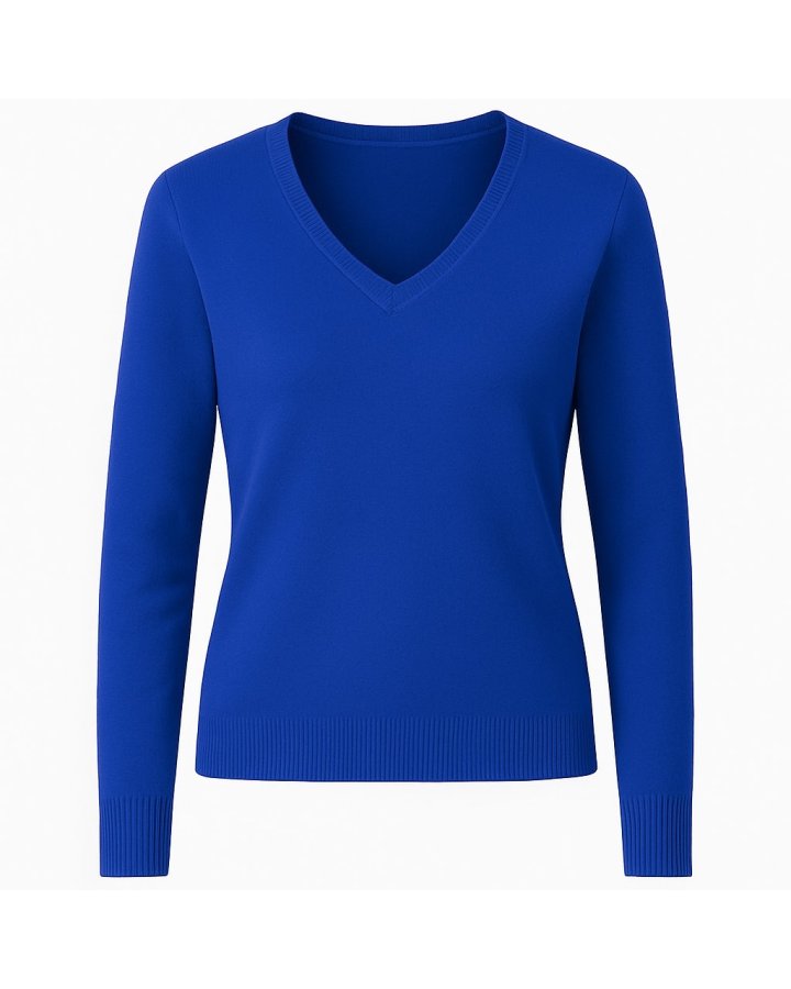 Pull col en V en cachemire Bleu électrique pour femme