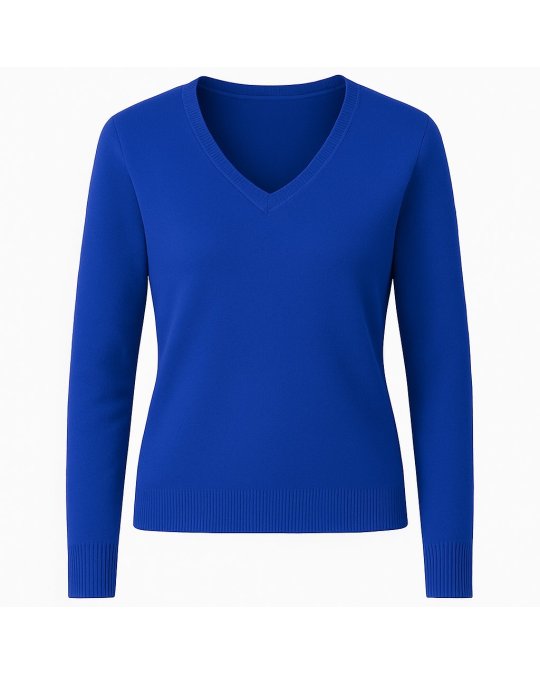 Pull col en V en cachemire Bleu électrique pour femme